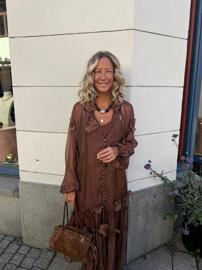 BOHO DRESS FLOWER BROWN