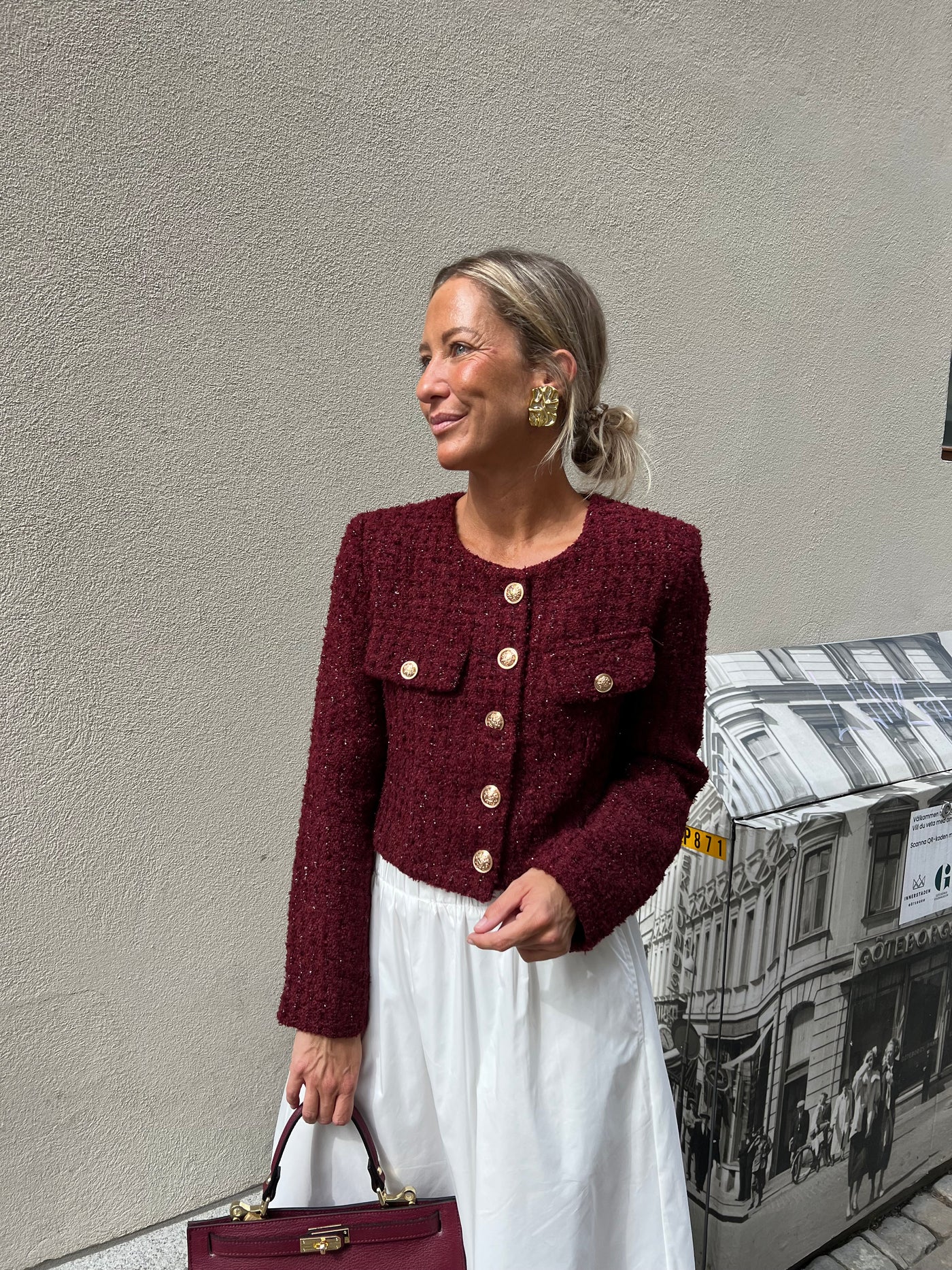 Sarah jacket vinröd med glitter