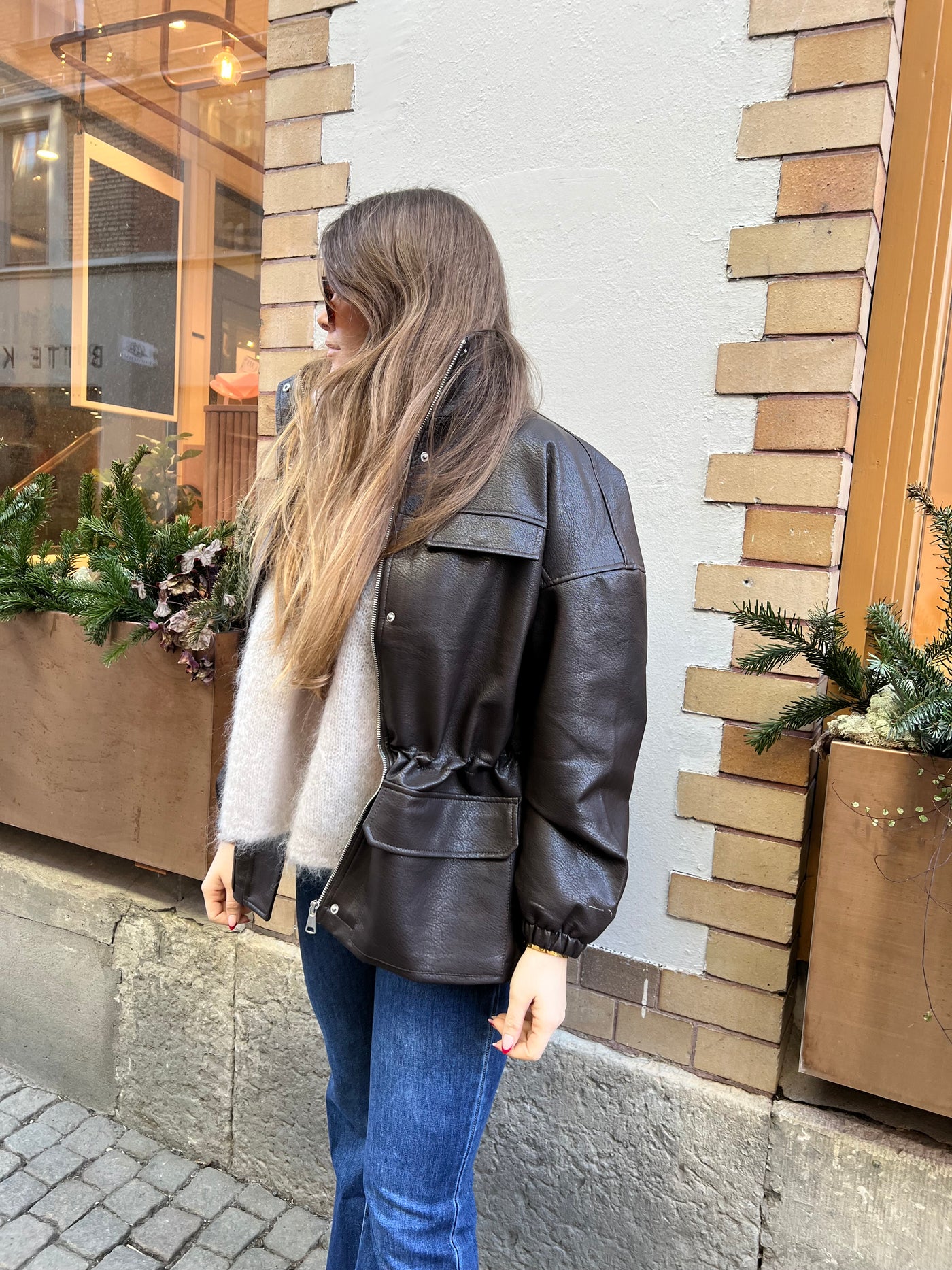 Brown leather trench - 2180-10