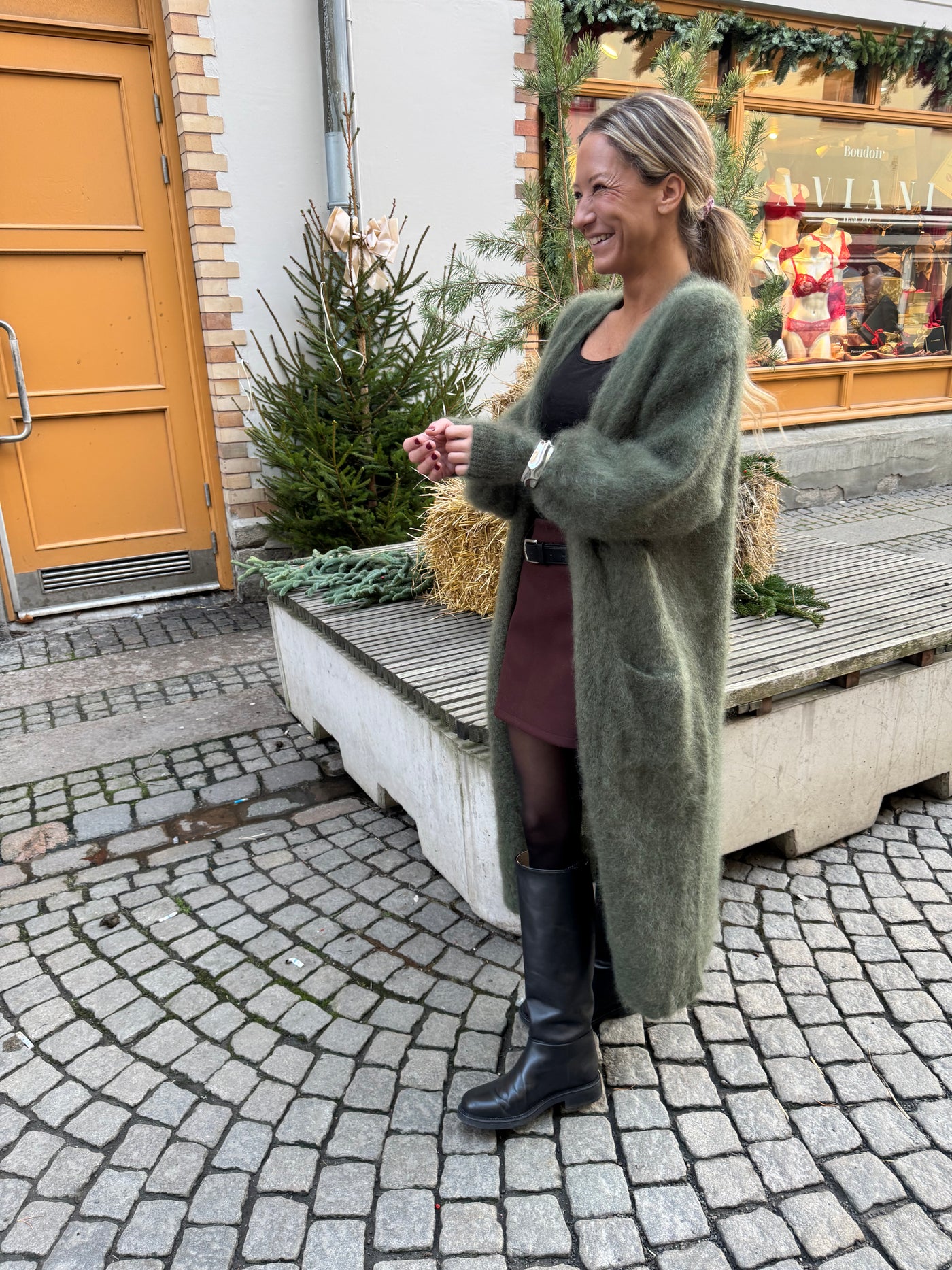 Roro mohair kofta Lång Green - 22313