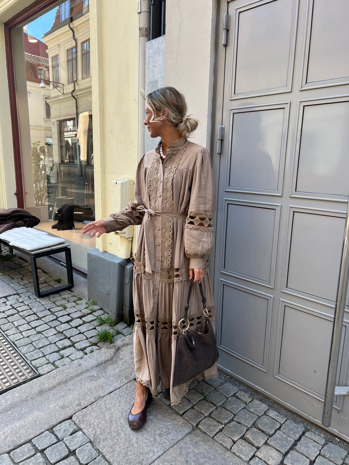 Lace Long Dress latte - R1598