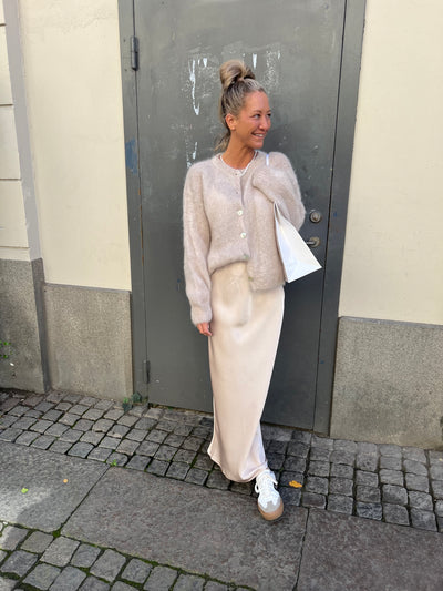 Roro Mohair Kofta Kort med knapp Beige