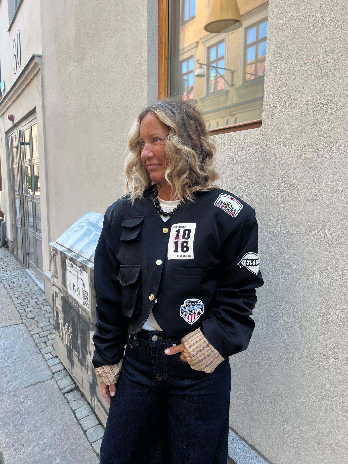 Patch jacket black v 10161