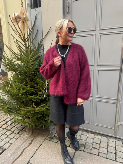Roro mohair kofta Kort Vinröd - 22023
