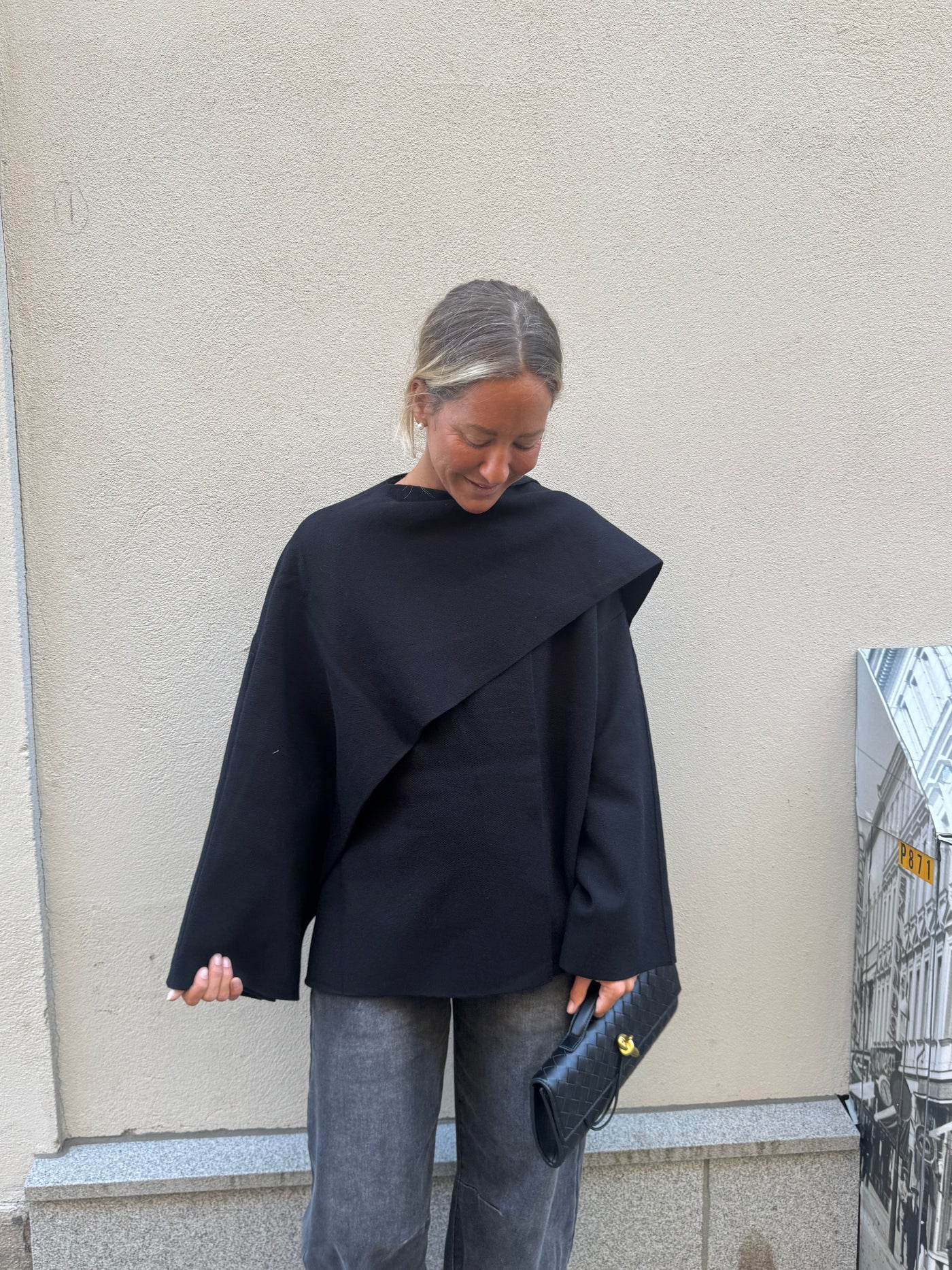 Carrie Cape Cardigan Black H888