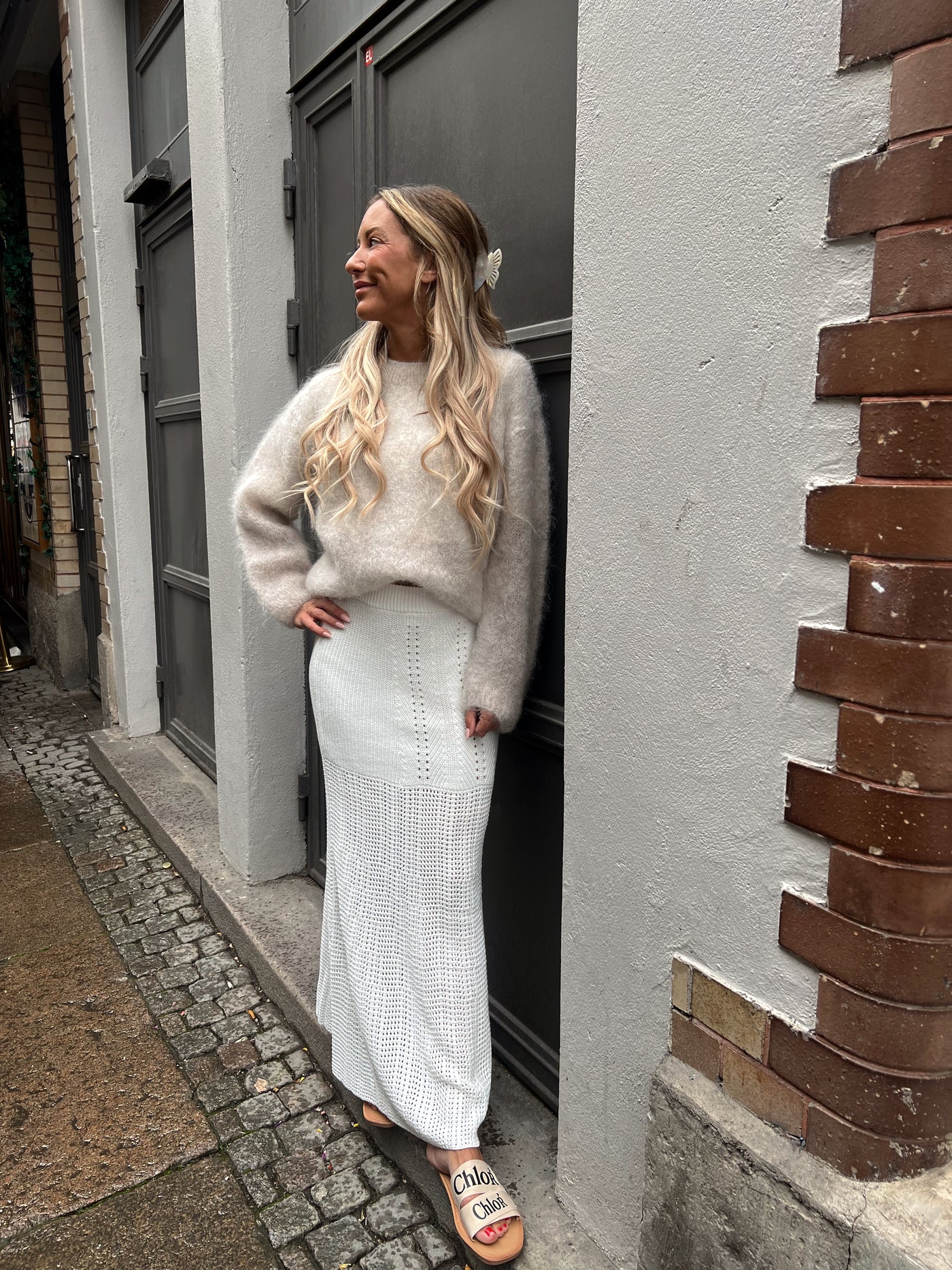 Roro Mohair rund hals långärm beige - 22348