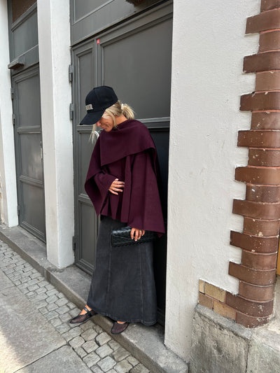 Carrie Cape Cardigan Vinröd H888