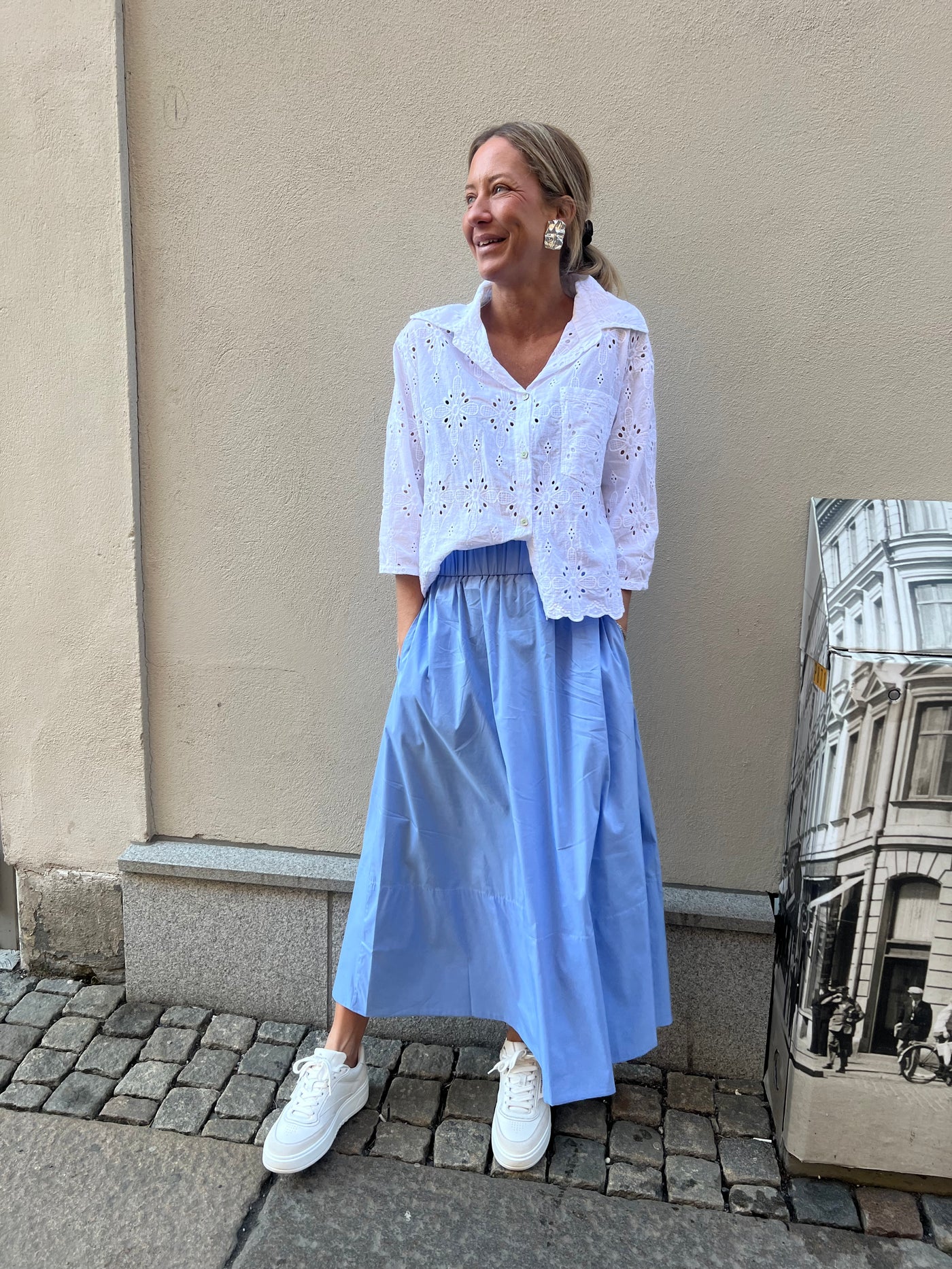 Yara poplin skirt sky blue