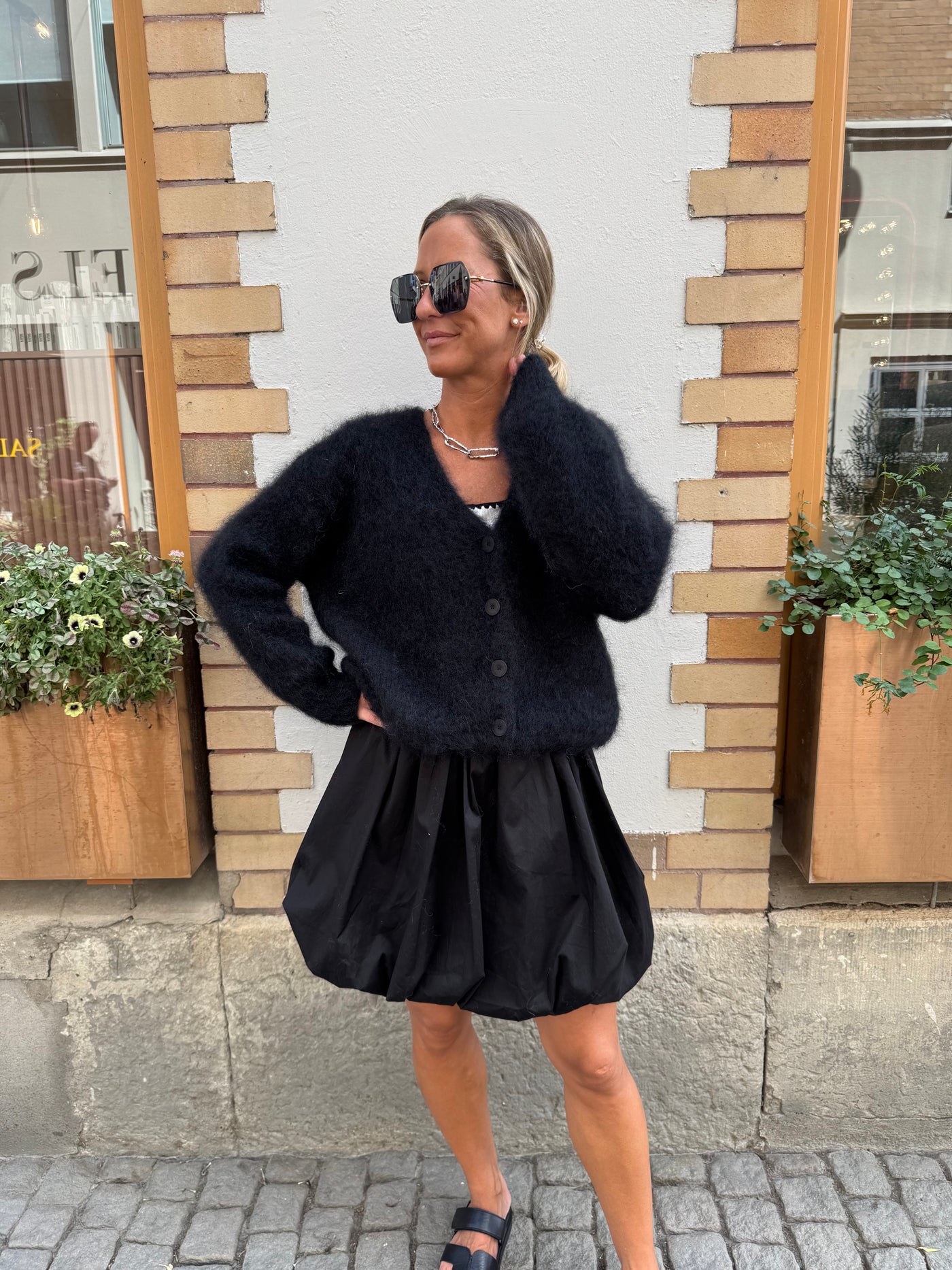 Roro mohair kofta new v hals Black - 23356