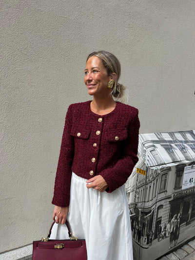 Sarah jacket vinröd med glitter