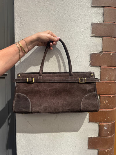 Suede bag dark brown