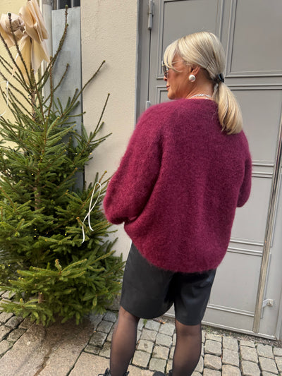 Roro mohair kofta Kort Vinröd - 22023