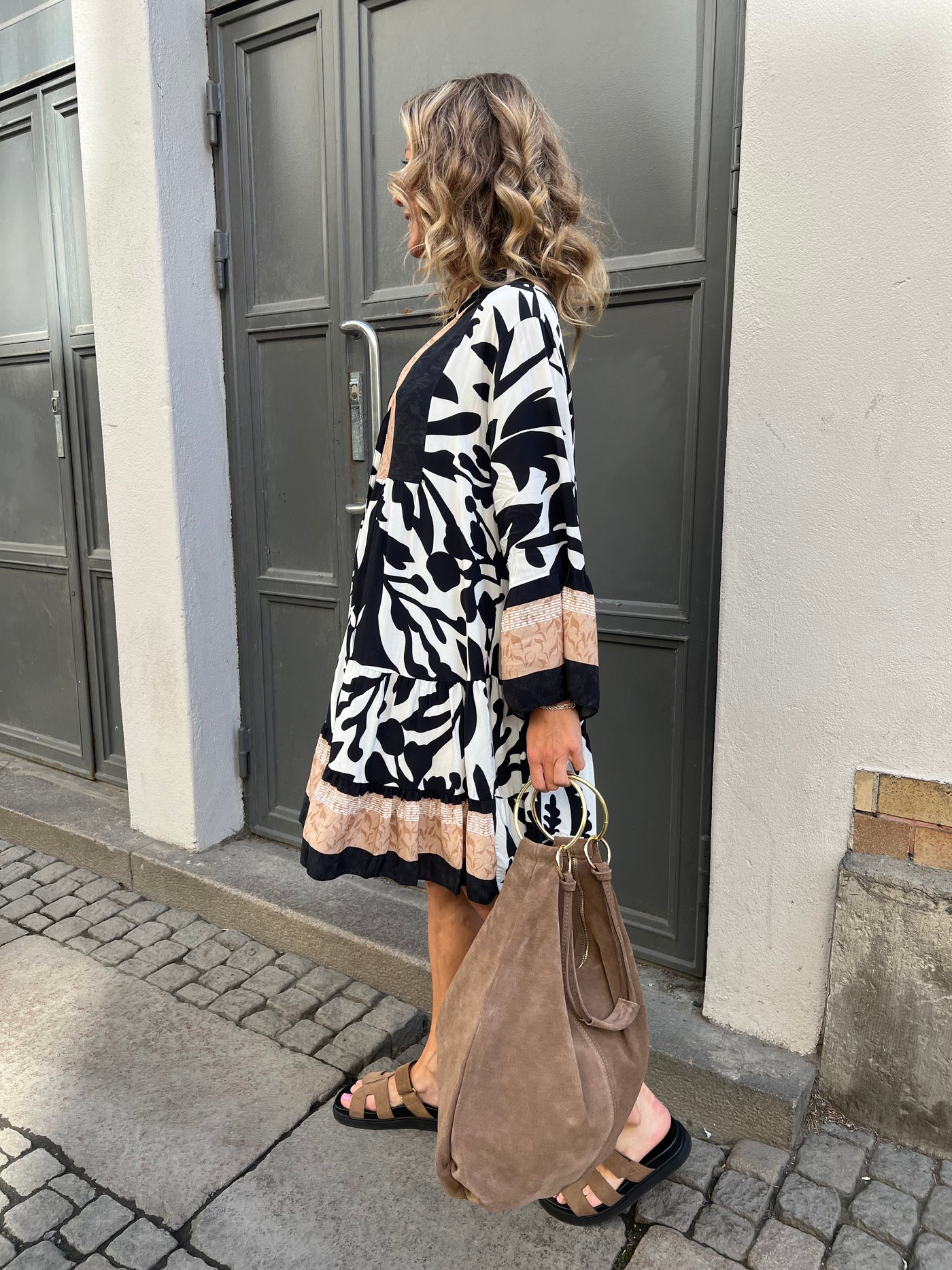 CINDY DRESS black/ camel