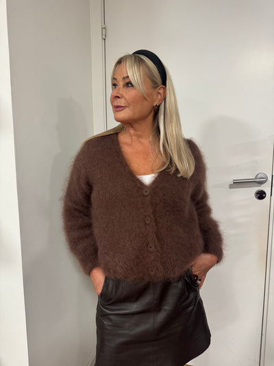 Roro mohair kofta new v hals Brown - 23356