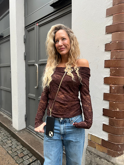 Jonna spets offshoulder brun