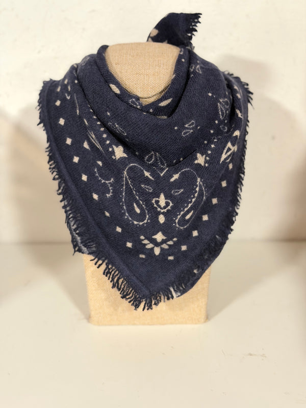 Paris scarf 100% Kashmir marinblå