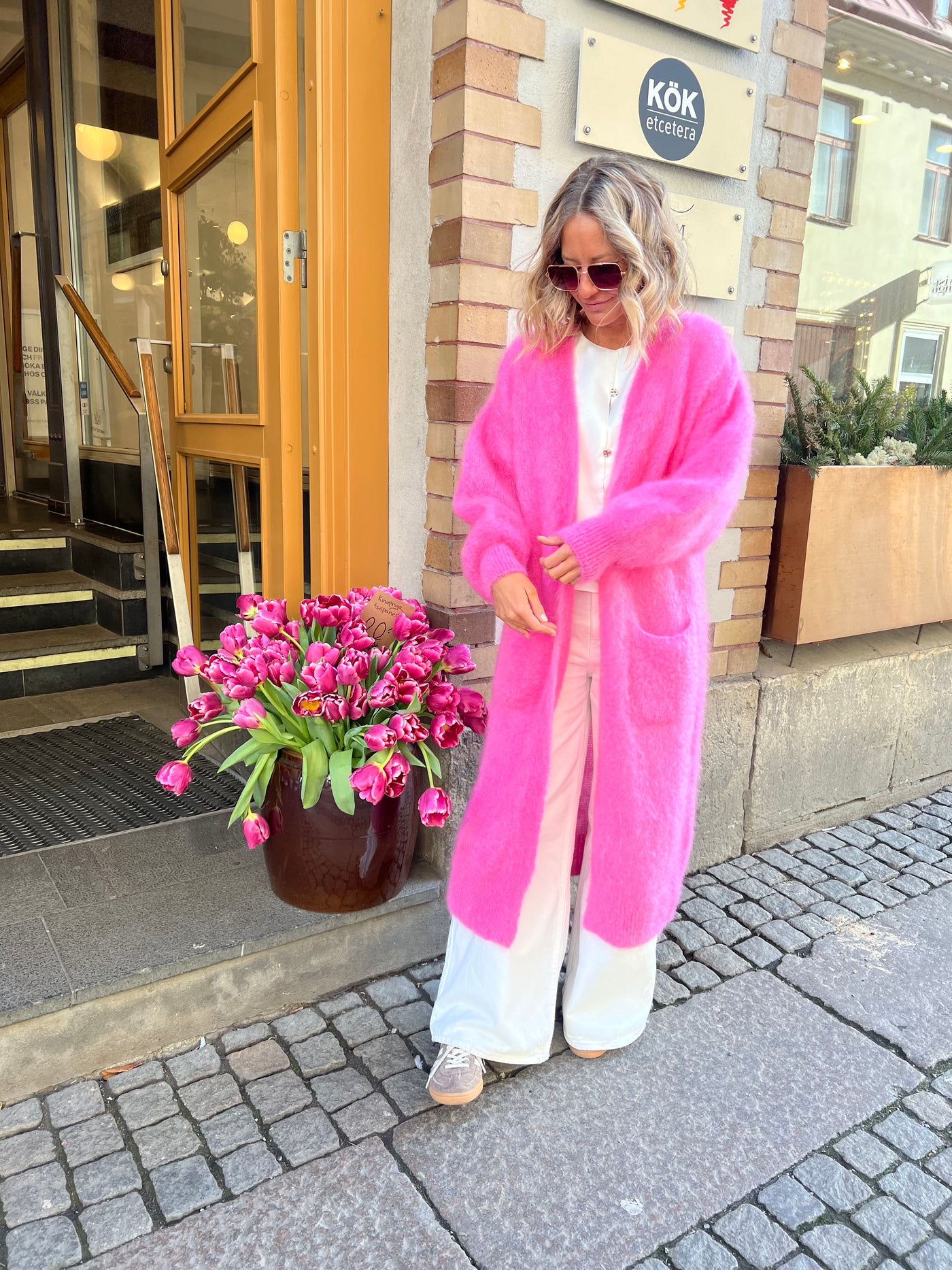 Roro mohair kofta Lång Cerise - 22313