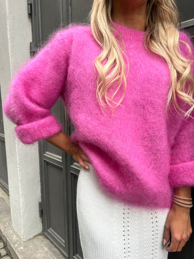 Roro Mohair rund hals lång ärm cerise - 22348