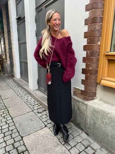Roro Mohair Vinröd V-ring - 23505
