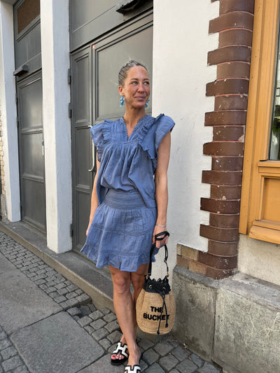 JAYLA S VOILE TOP SMOKE BLUE
