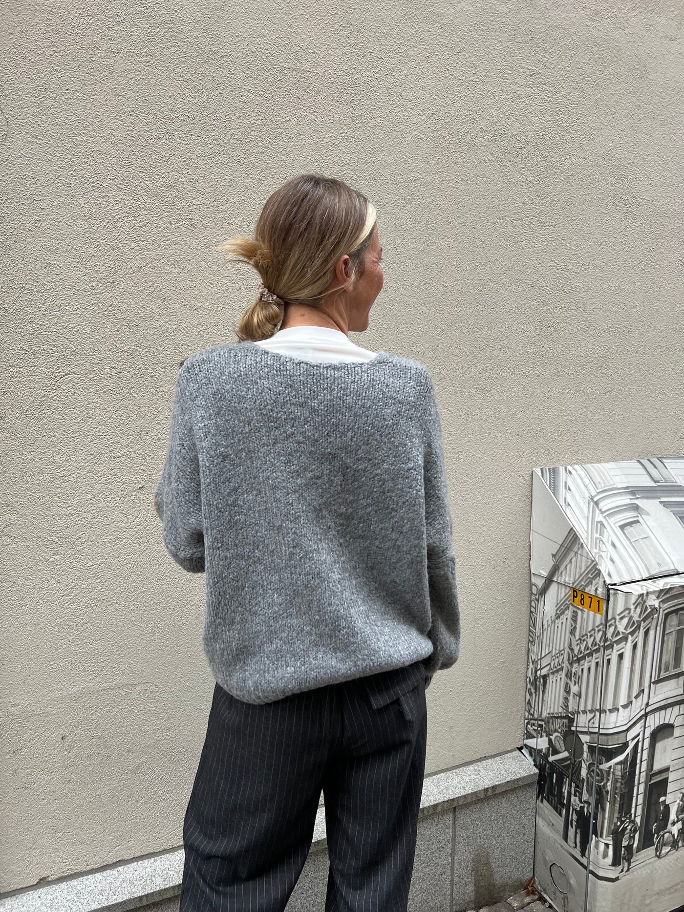 Pollini check cardigan grey 31173