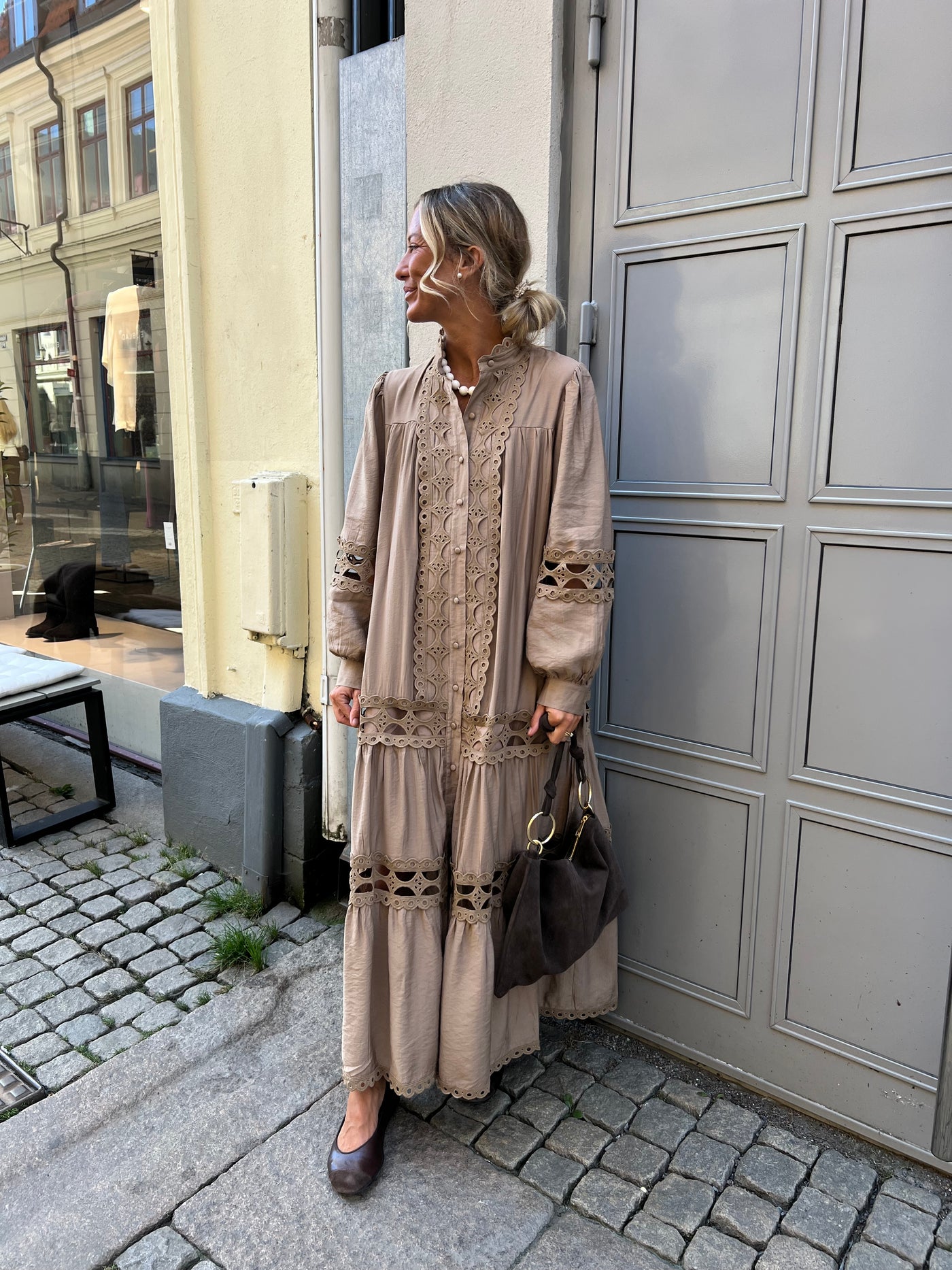 Lace Long Dress latte - R1598