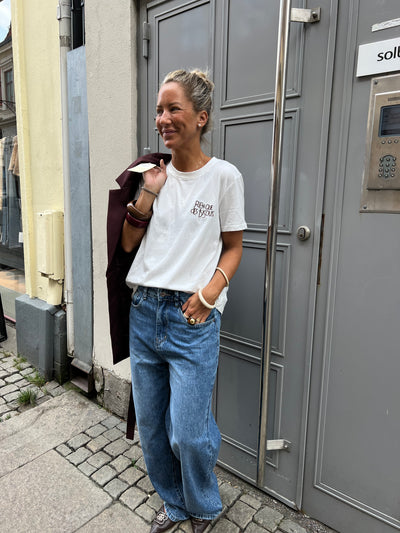 Bisous tshirt white /brown