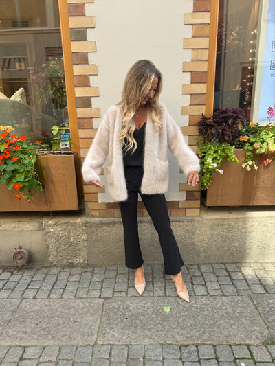 Roro mohair kofta kort Beige - 22023