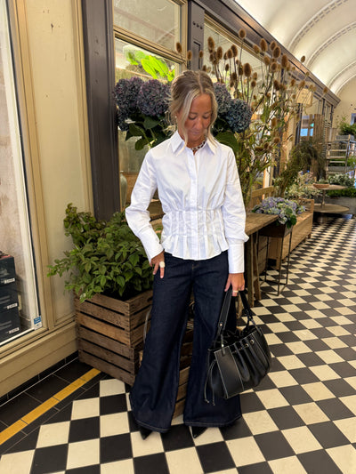 PoppyCC Pleat Waist Shirt White