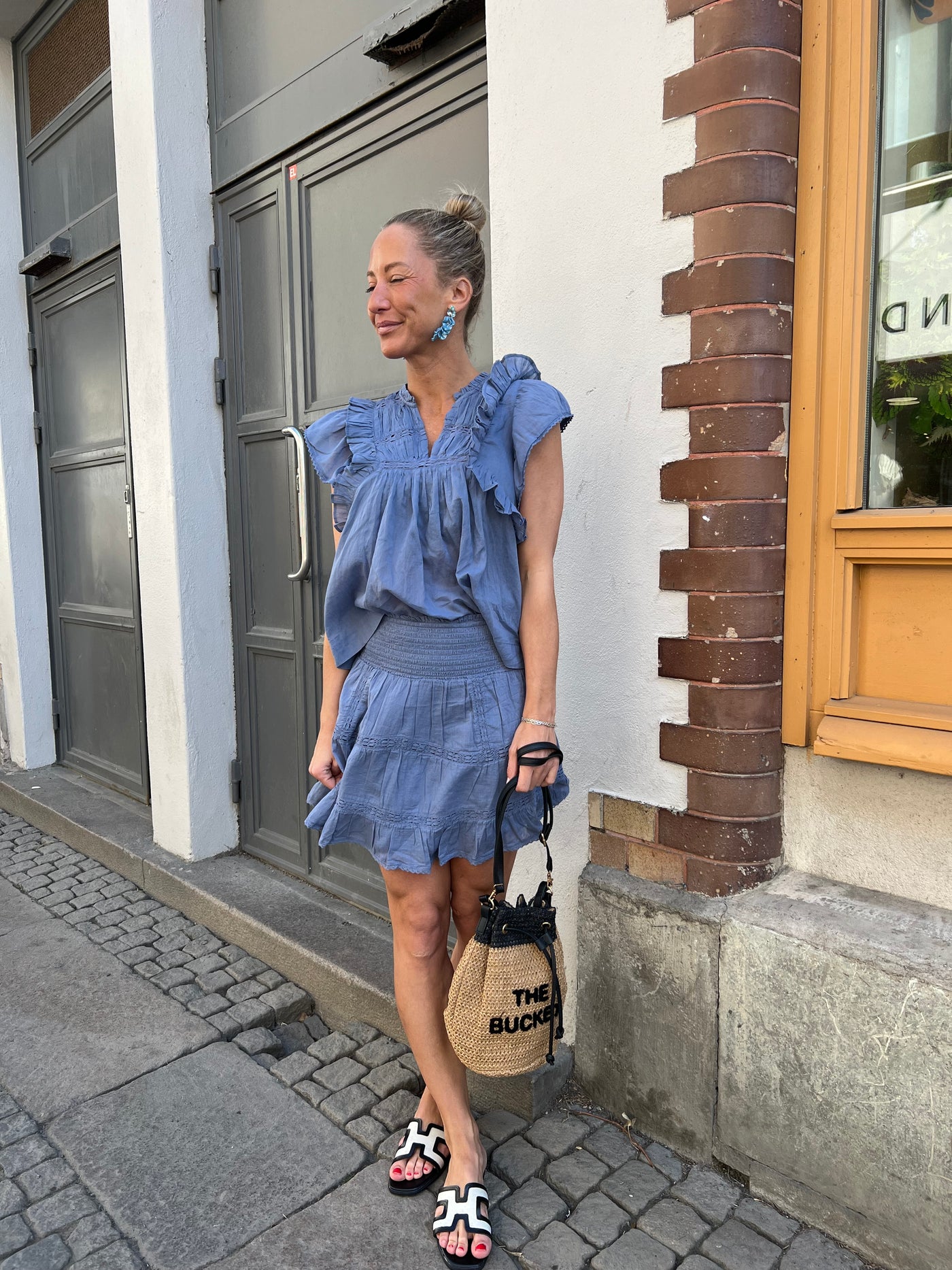 JAYLA S VOILE TOP SMOKE BLUE