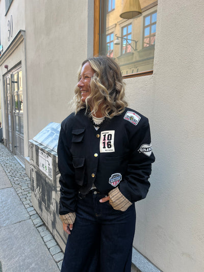 Patch jacket black v 10161