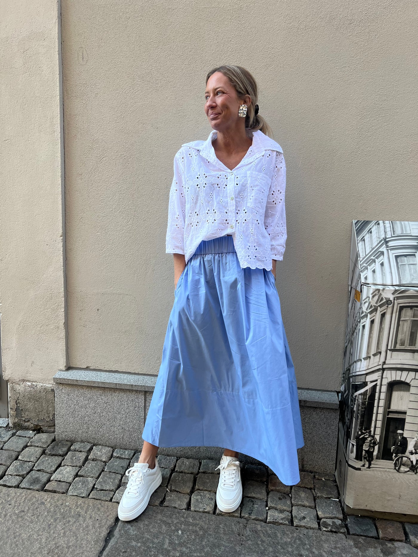 Yara poplin skirt sky blue