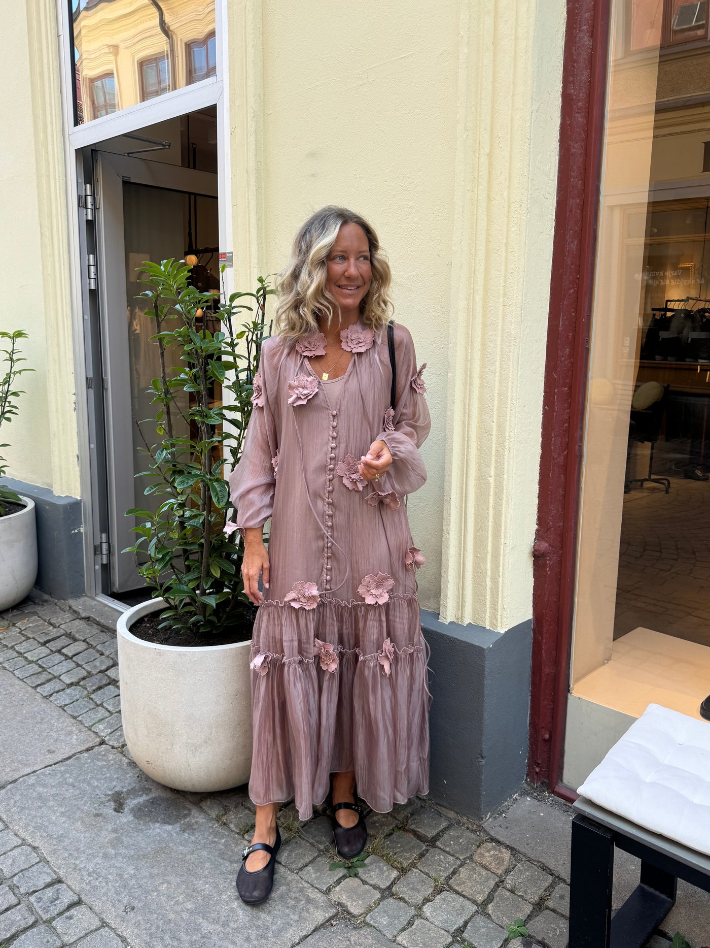 BOHO DRESS FLOWER OLD PINK