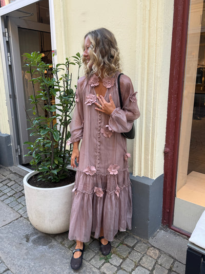 BOHO DRESS FLOWER OLD PINK
