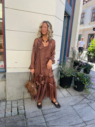 BOHO DRESS FLOWER BROWN