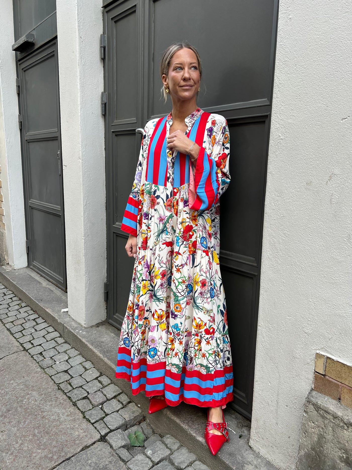 NAOMY DRESS RÖD/BLÅ
