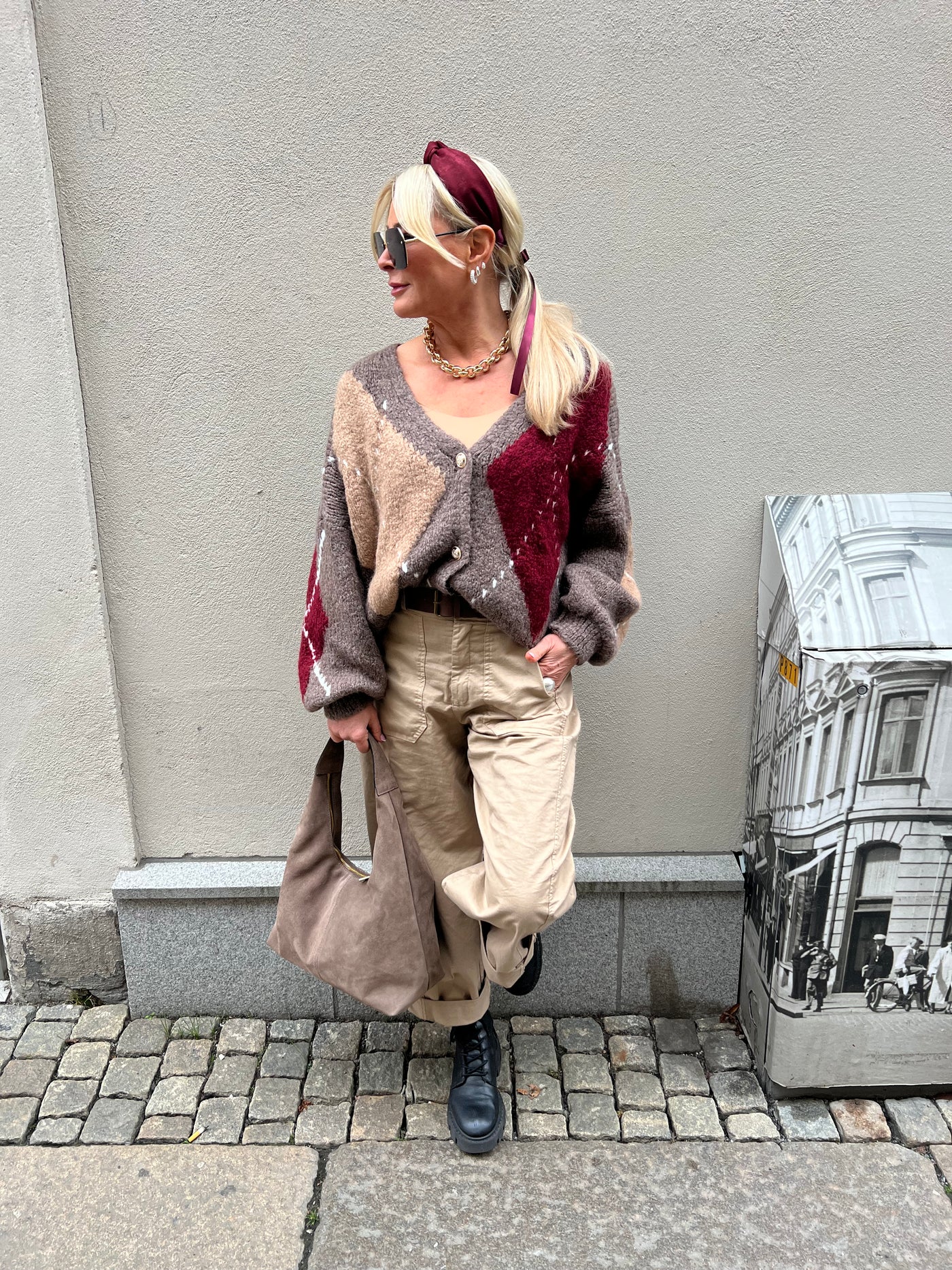 Pollini check cardigan Brown  31173