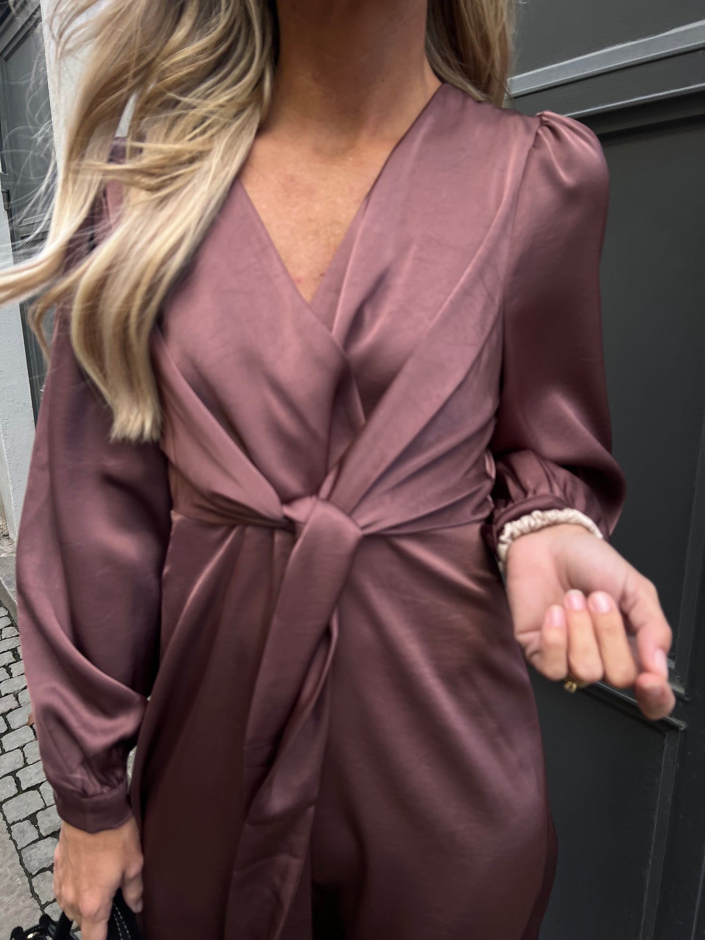 Rimini heavy sateen dress dark rose