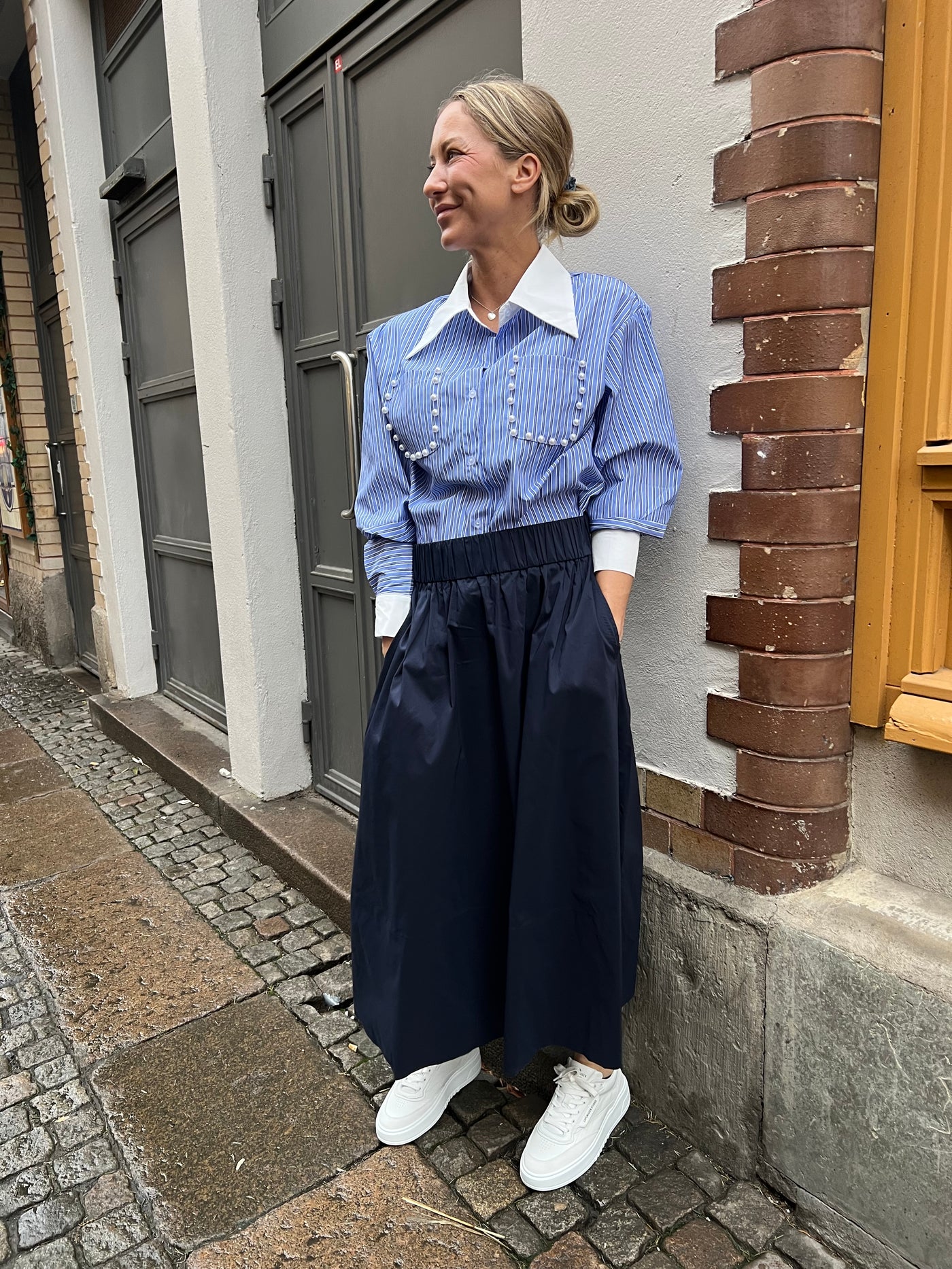 ELSA SHIRT STRIPE/PEARL