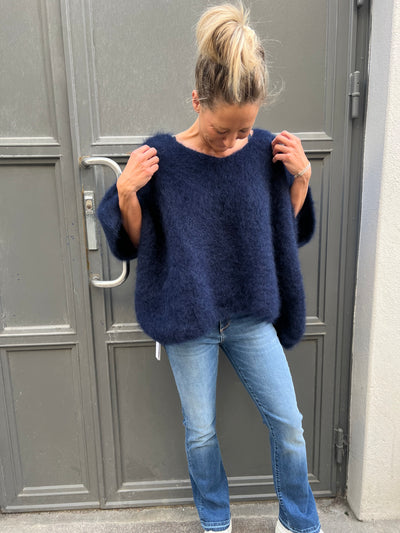 Roro mohair v-ring Navy väst - 23613