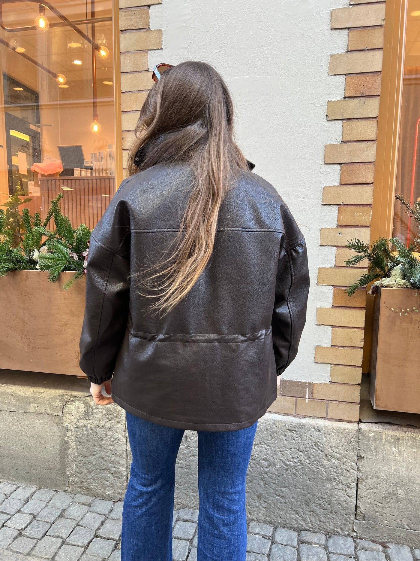 Brown leather trench - 2180-10