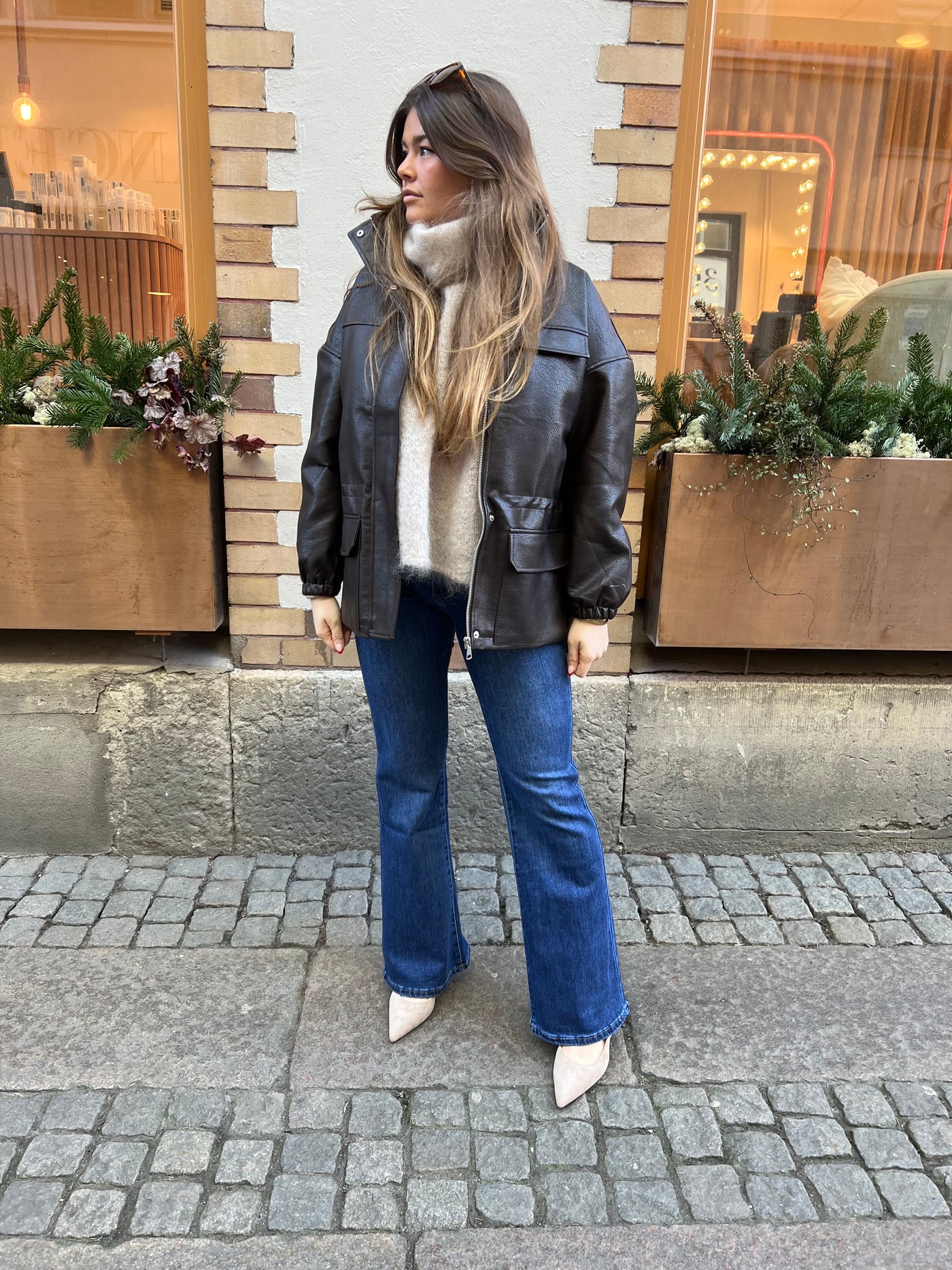 Brown leather trench - 2180-10