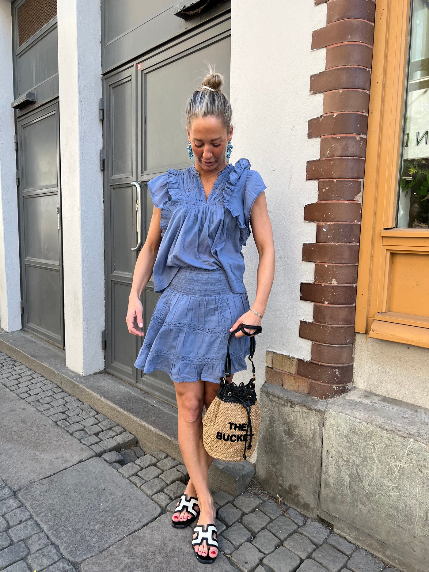 JAYLA S VOILE TOP SMOKE BLUE