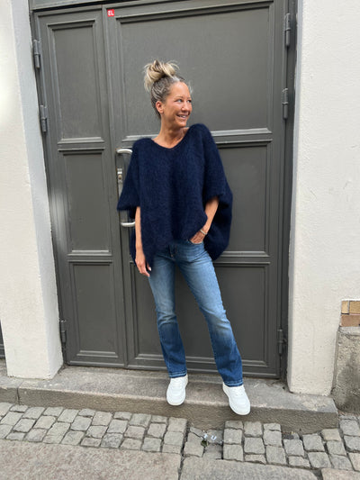 Roro mohair v-ring Navy väst - 23613