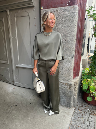 EMMETT HEAVY SATEEN PANTS ARMYGREEN
