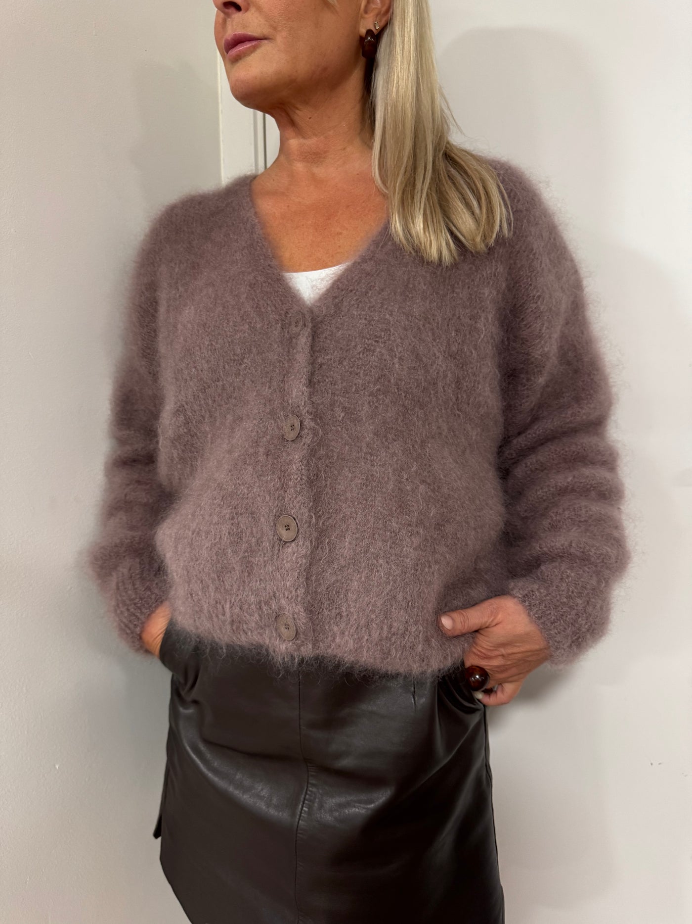 Roro mohair kofta new v hals Funco - 23356