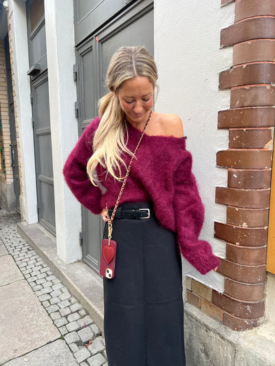 Roro Mohair Vinröd V-ring - 23505