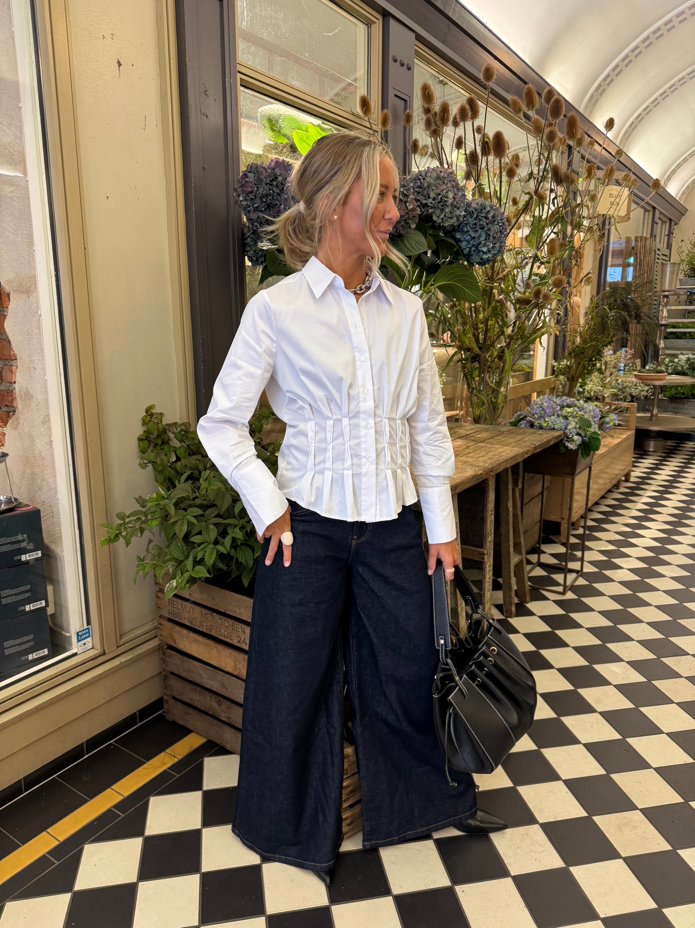 PoppyCC Pleat Waist Shirt White