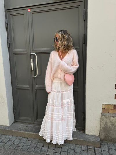 Roro mohair kofta new v hals Light Pink