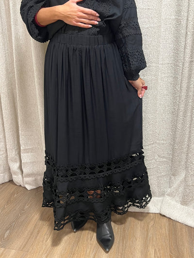 lace long skirt black 7521